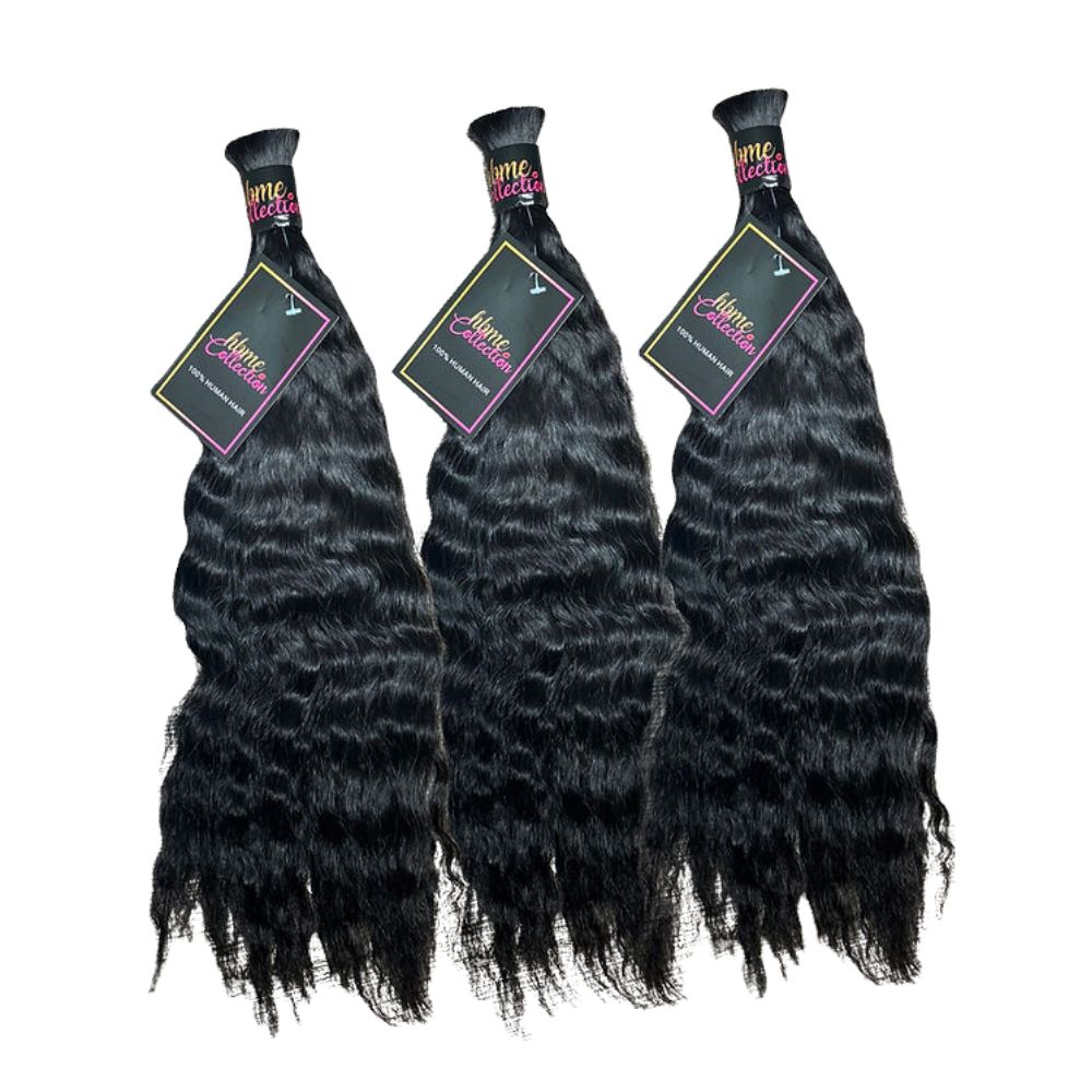 3 BUNDLES DEAL FLORISSANTE BULK BRAIDING HUMAN HAIR (#1B natural color)